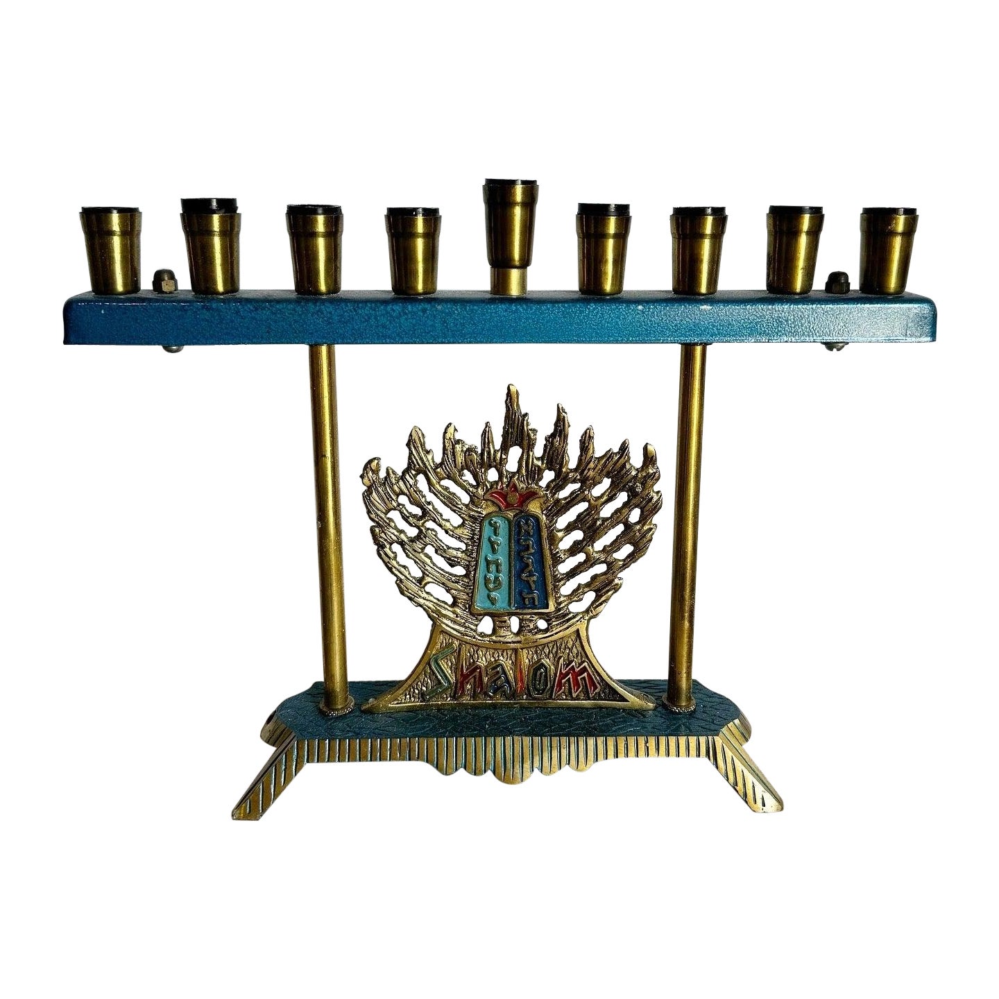 Israelische Menorah/Chanukia-Lampe, 10 Commandments, Vintage