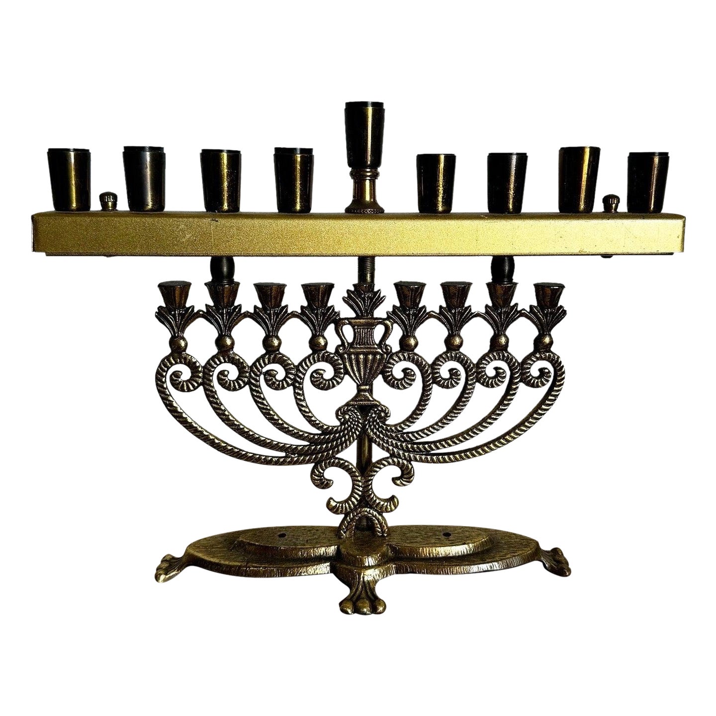 Israelische Menorah/Chanukia-Lampe aus Messing, Vintage