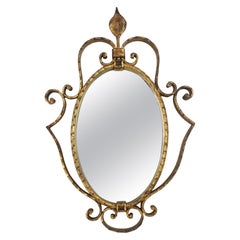 Spanish Neoclassical Oval Mirror in Hand Forged Iron, 1950