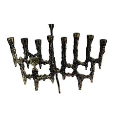Vintage Israeli Brutalist Brass Menorah/Chanukia