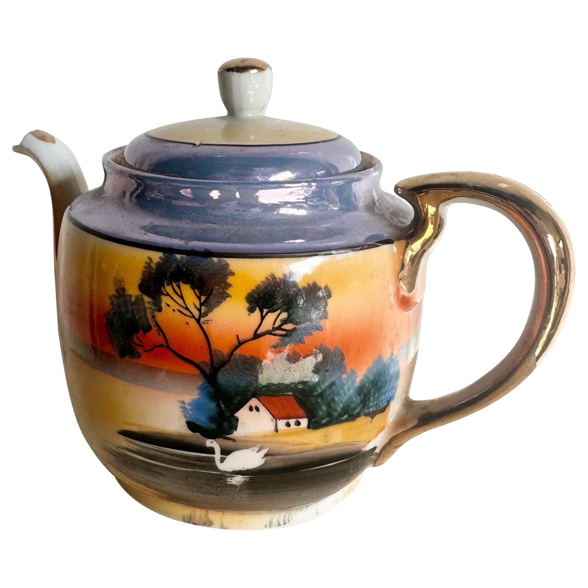 Tetera de Porcelana Japonesa Vintage - Lusterware en venta