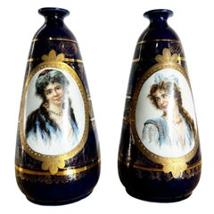 Vintage Victorian Bavarian Style Cartouche/Vase - a Pair