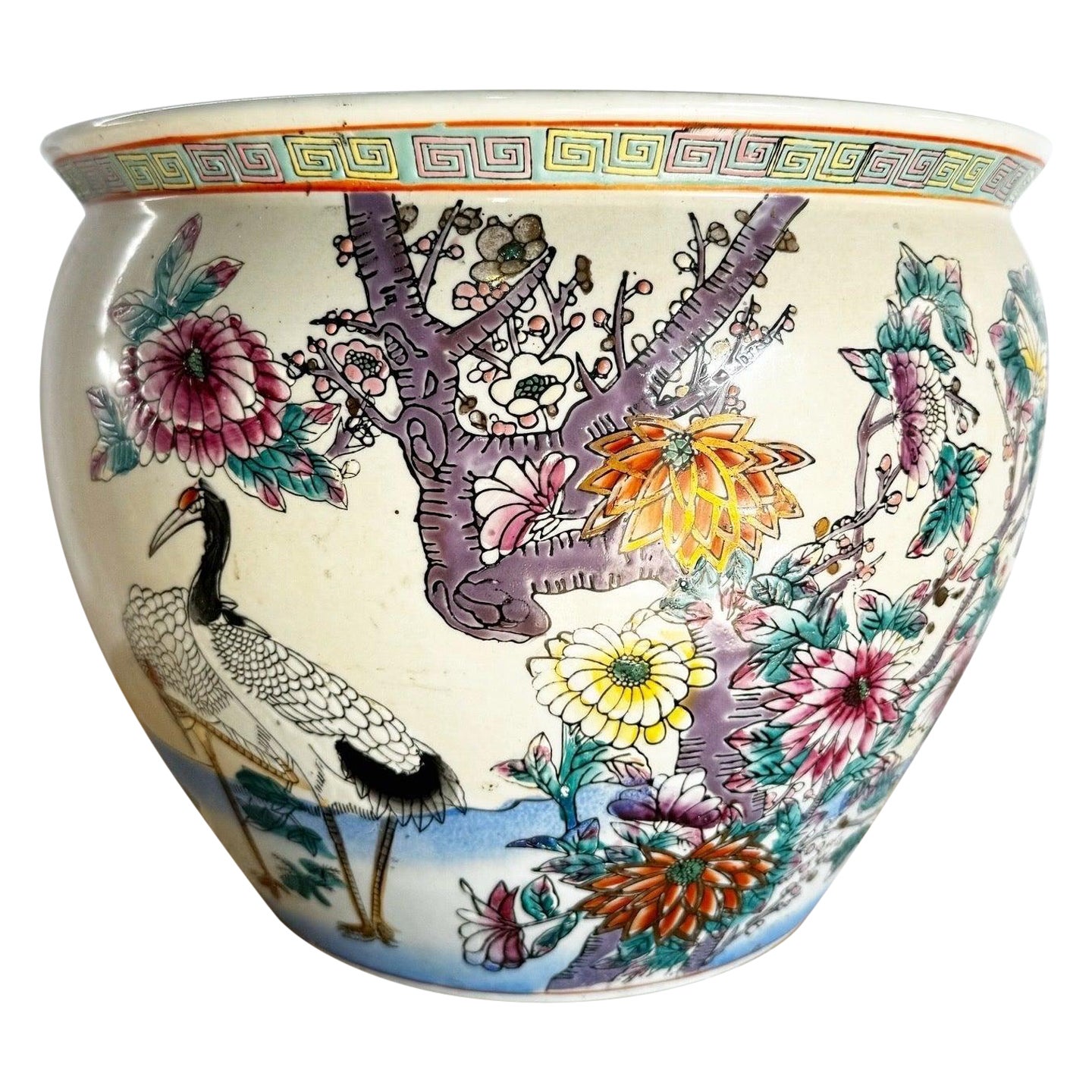 Vase/plante chinois en porcelaine peint à la main