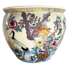 Chinese Hand Painted Porcelain Fishbowl Vase/Planter
