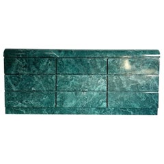 Postmodern Faux Green Marble Laminate Waterfall Dresser