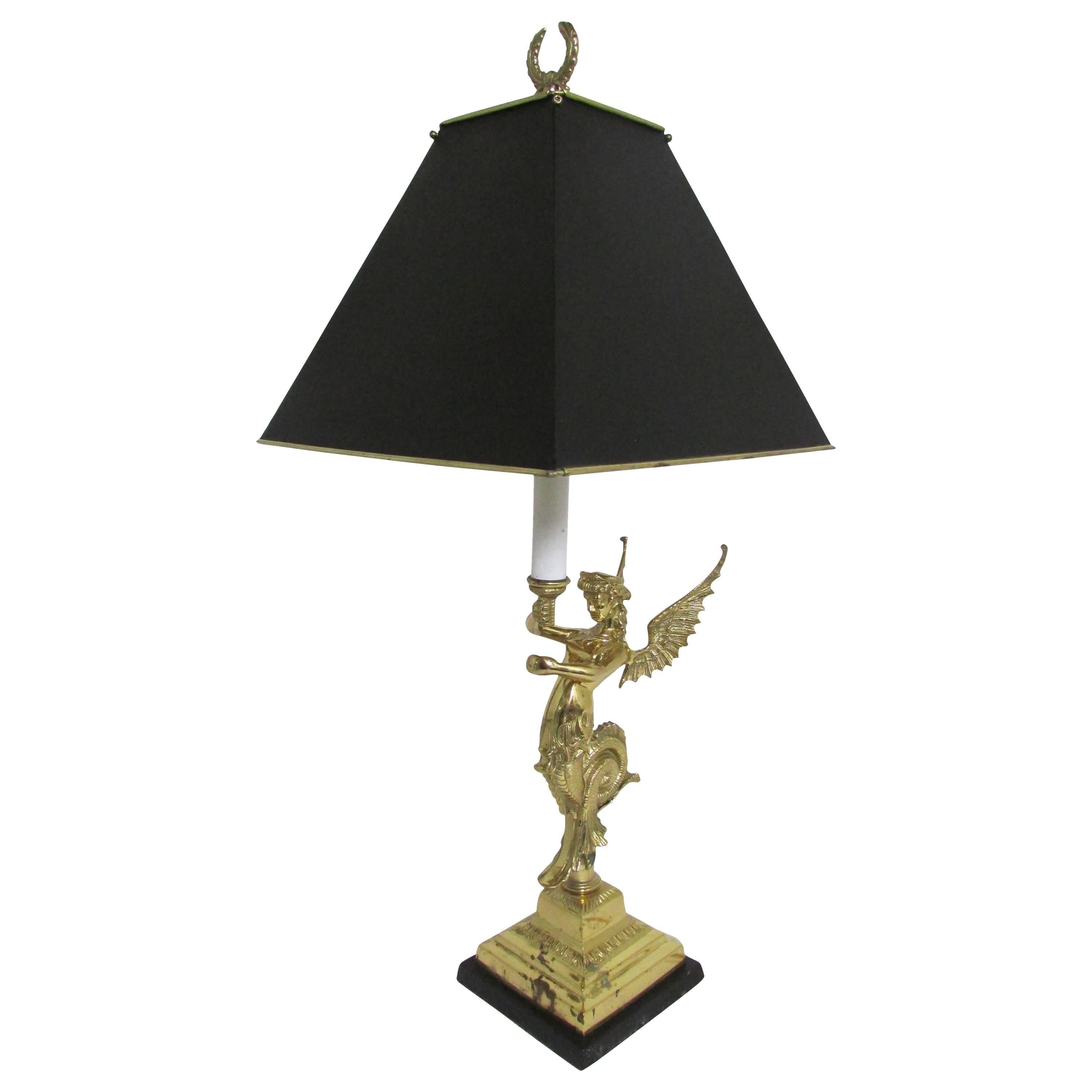Brass Figural Siren Table Lamp