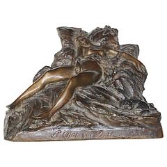 Louis Icart Bronze Statue Le Chat qui Dort