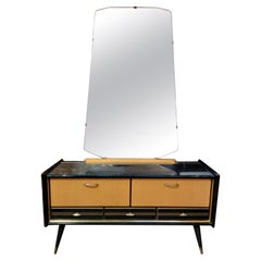 Vintage 1950's Vanity with Mirror & Lacquer Finish