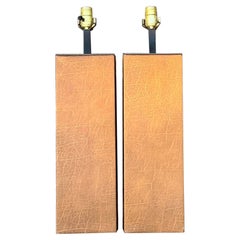 Vintage Boho Wrapped Leather Lamps - a Pair