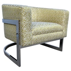 In The Style of Milo Baughman Chrome Base Curved Lounge Chair (en anglais)
