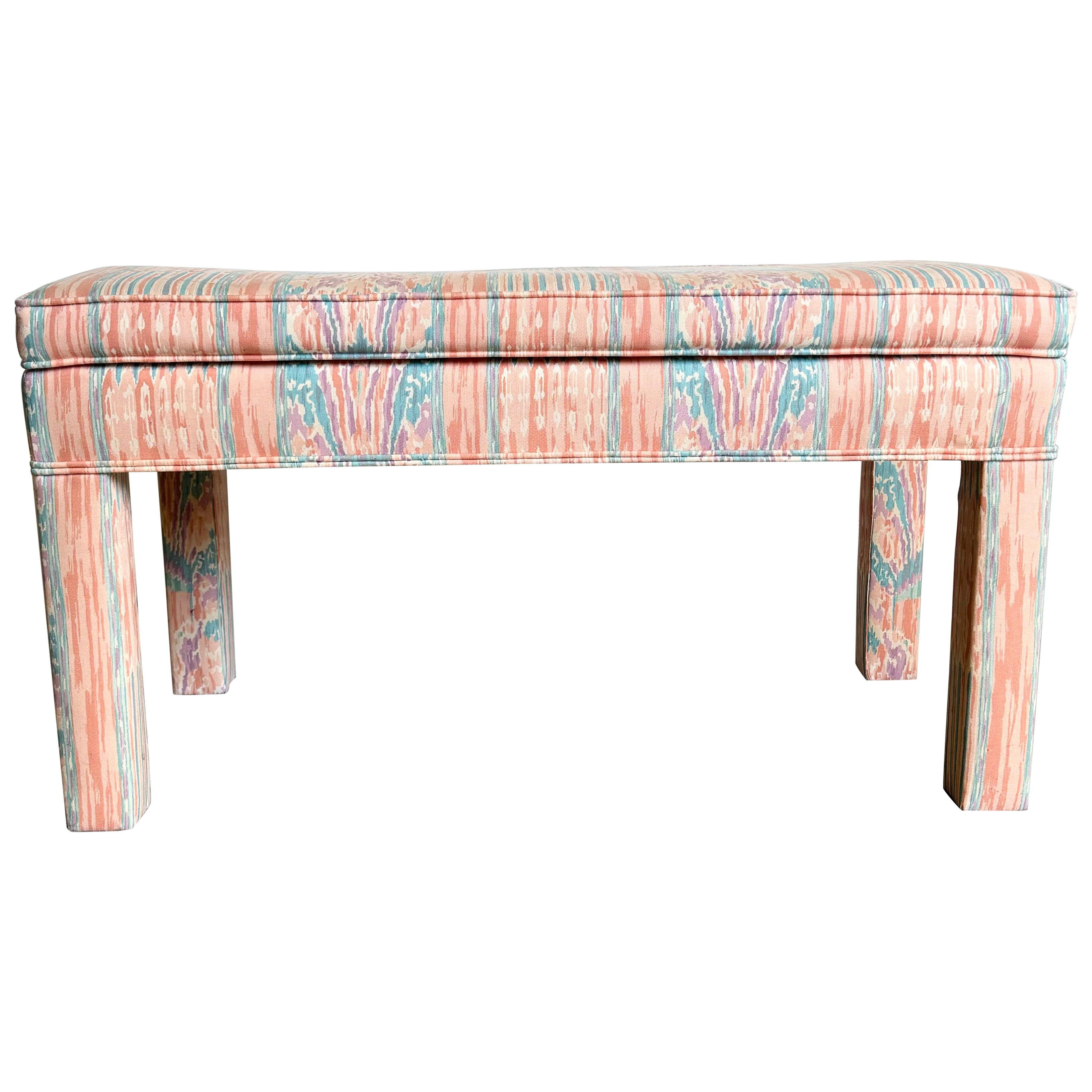 Postmodern Peach Purple and Blue Parsons Bench