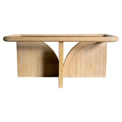 Boho Chic Blonde Pencil Reed Glass Top Console Table