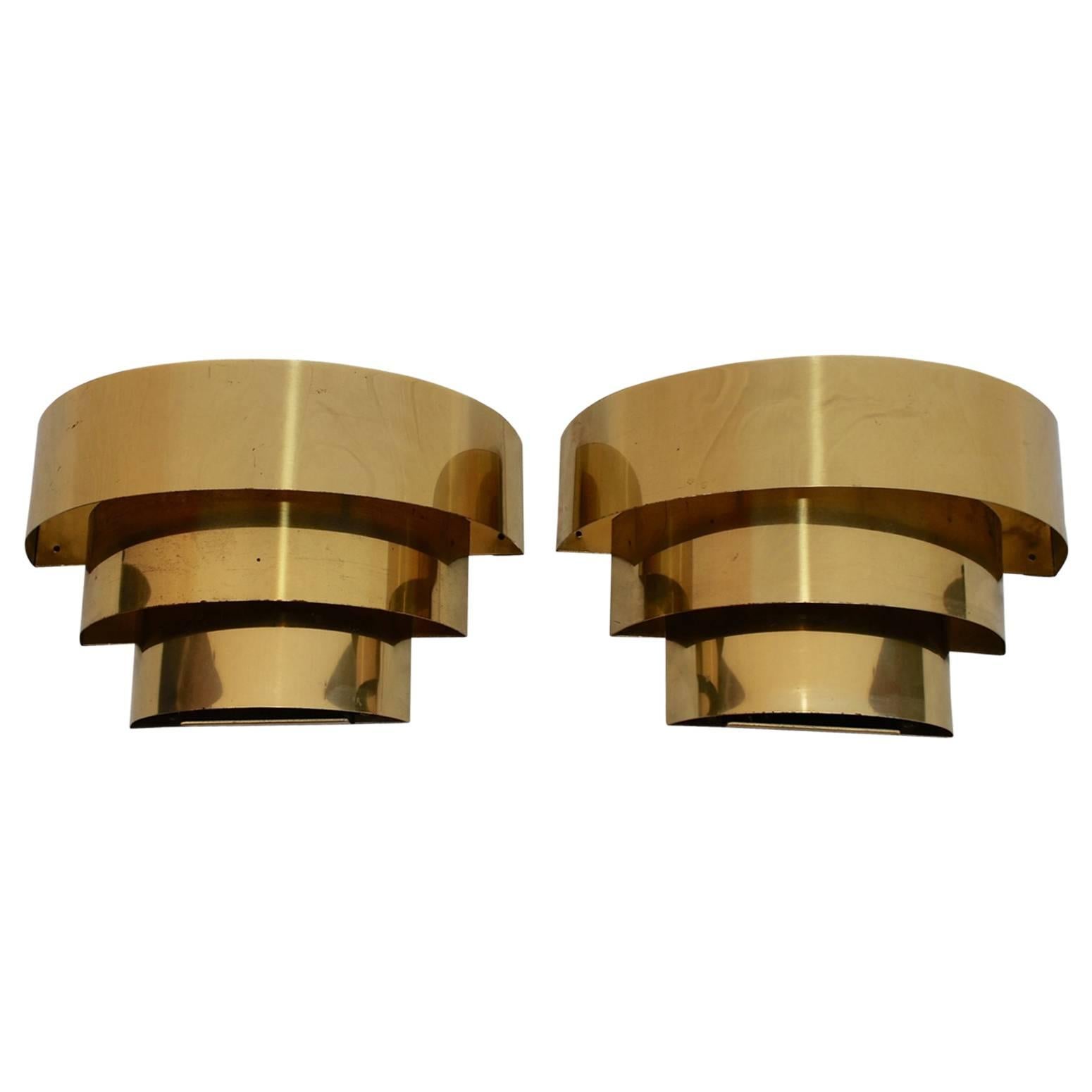 Elegant Pair of 1970s Brass Sconces Design by Hans-Agne Jakobsson