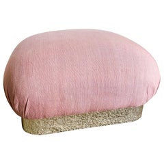 Used Postmodern Pink and Chrome Pouf Ottoman/Footrest