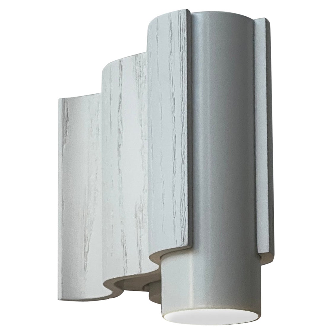 Short Single Corrugation Sconce / Wall Light with spot light in Grey White