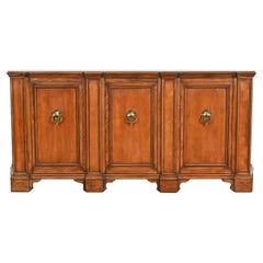 Baker Furniture French Regency Louis XVI Carved Cherry Wood Sideboard Credenza