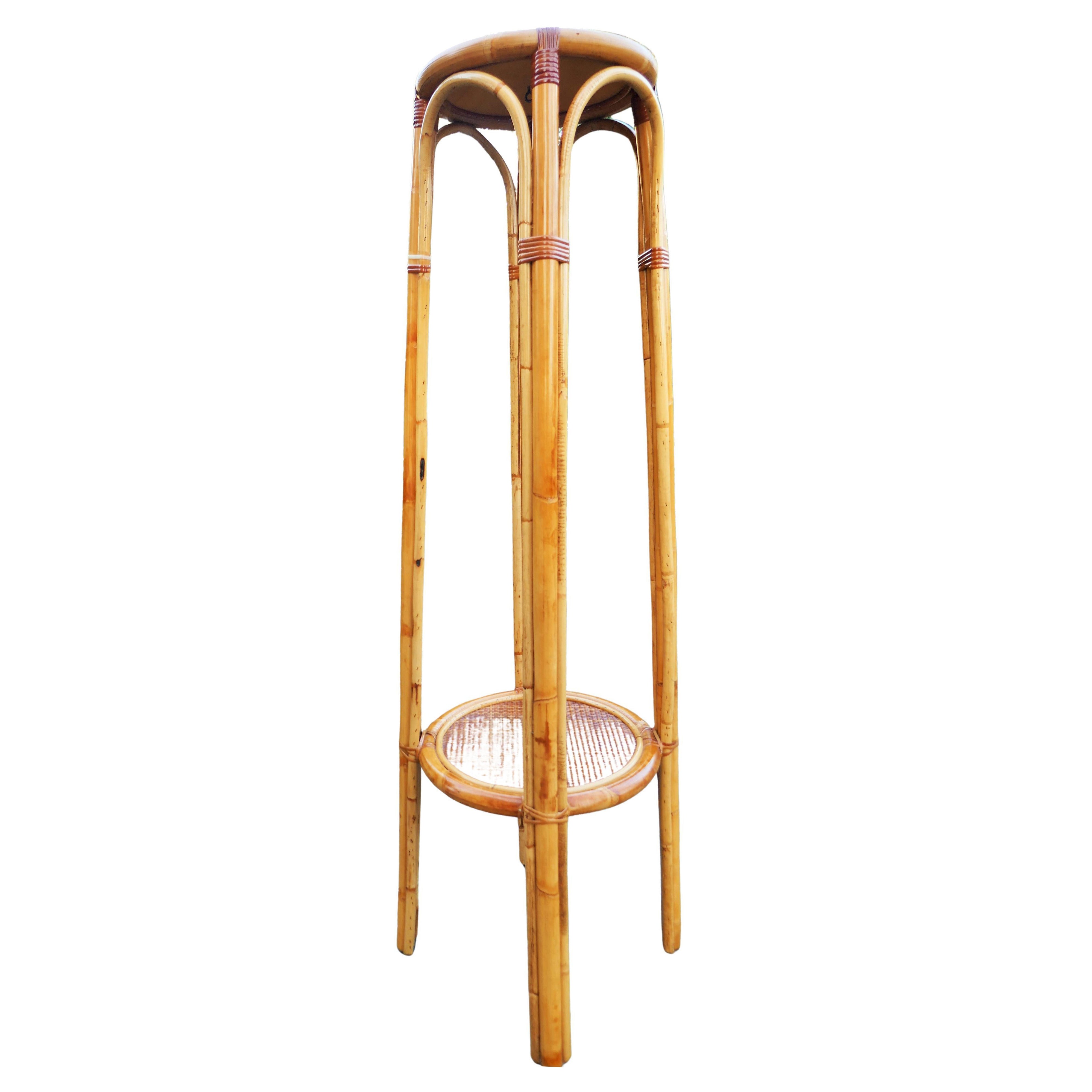Bamboo and rattan vase stand