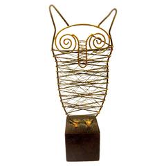 1970s Decorative Brutalist Brass Welded and Metal Owl Sculpture