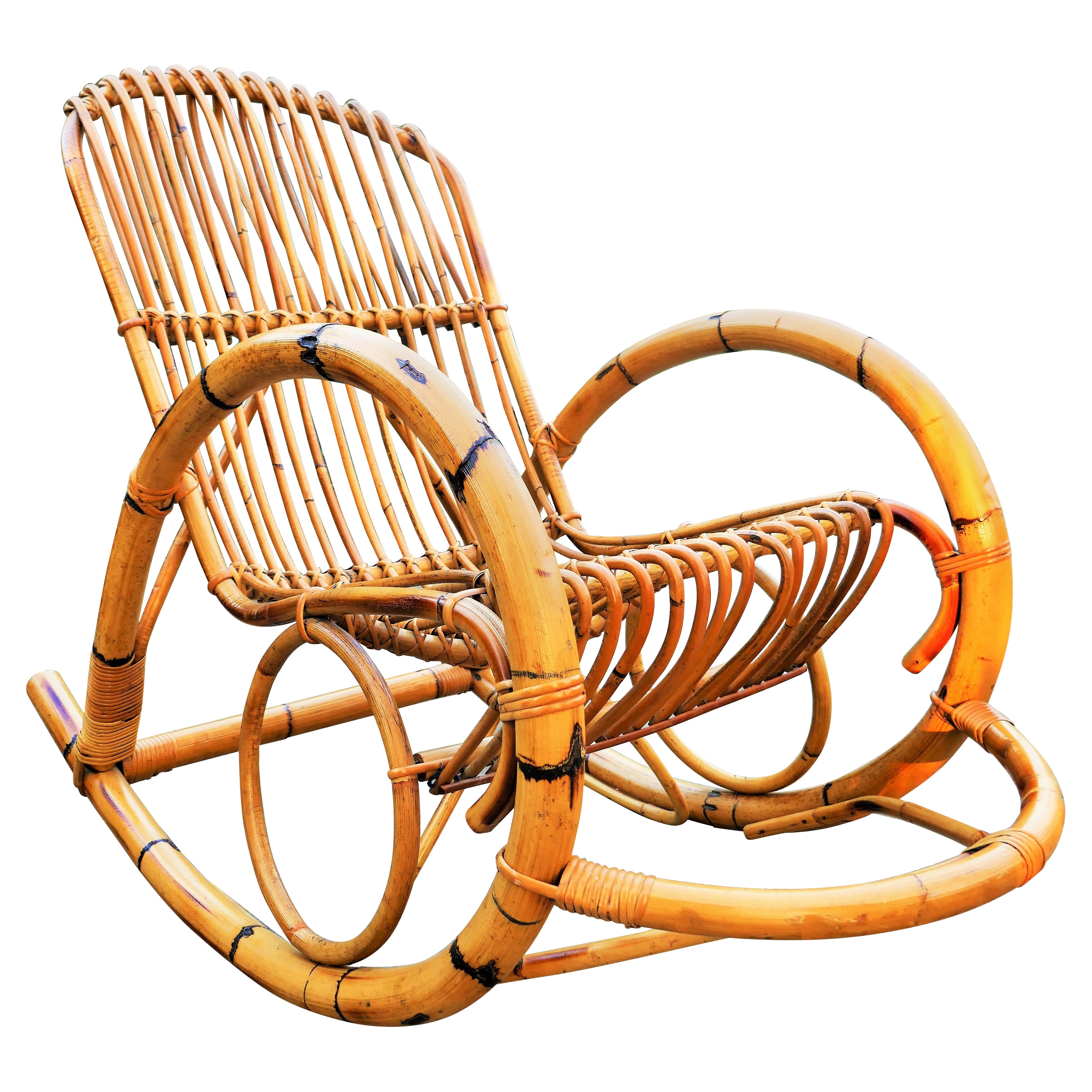Bamboo and rattan rocking chair