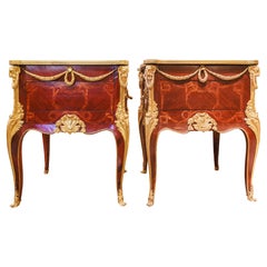 A fine pair of French 19th century nightstand commodes signed F. Linke