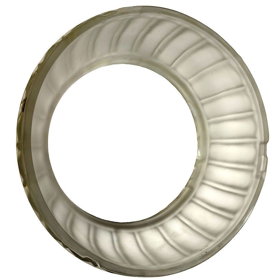 Ciondolo da soffitto in vetro smerigliato Art Deco con paralume centrale ad anello