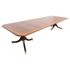 Tavolo da pranzo doppio in mogano a bande georgiane di Baker Furniture Stately Homes