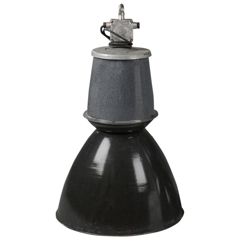 Large Black and Gray Czech Factory, Industrial Pendant Lamp For Sale