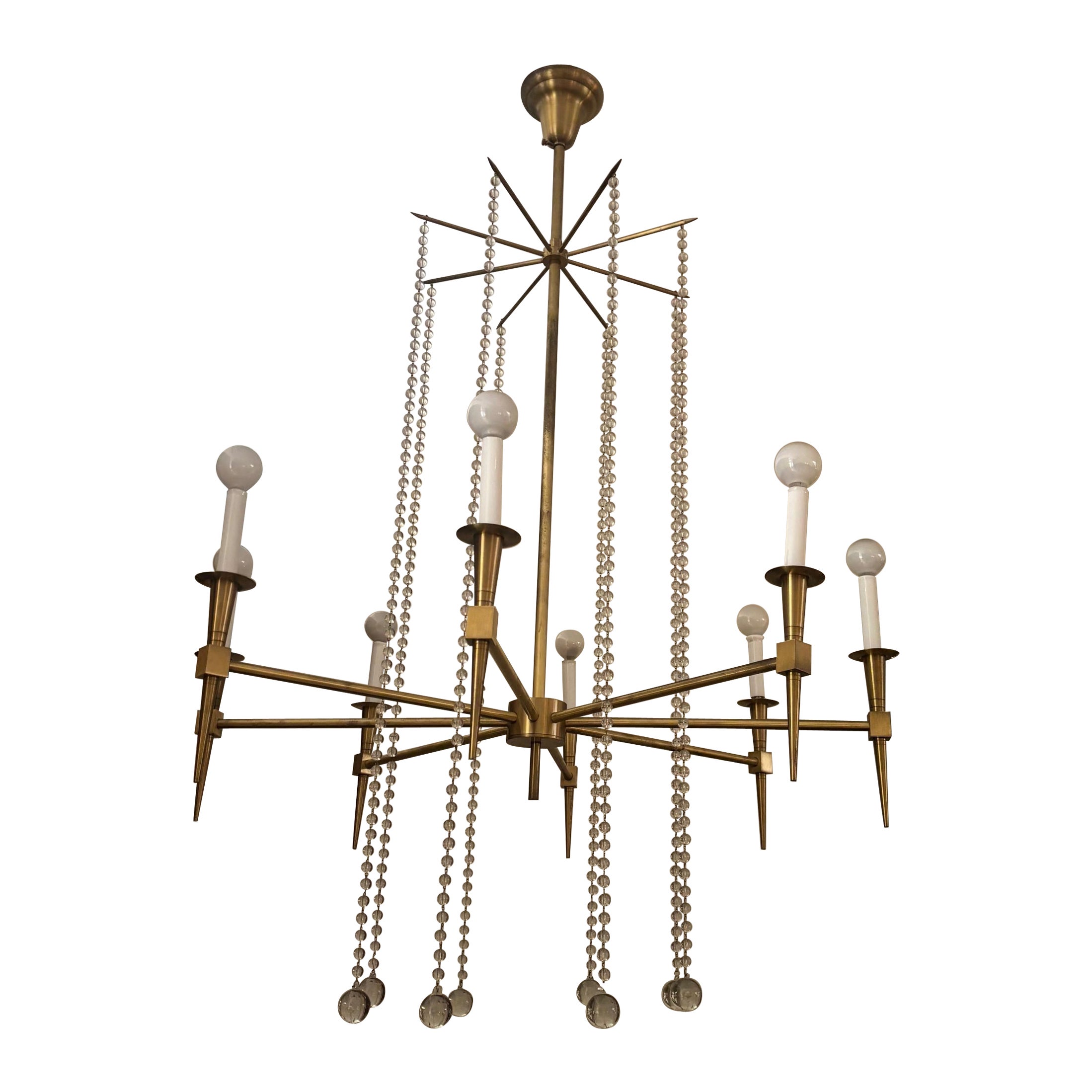 Mid Century /Modern Chandelier  Solid Brass , After Parzinger