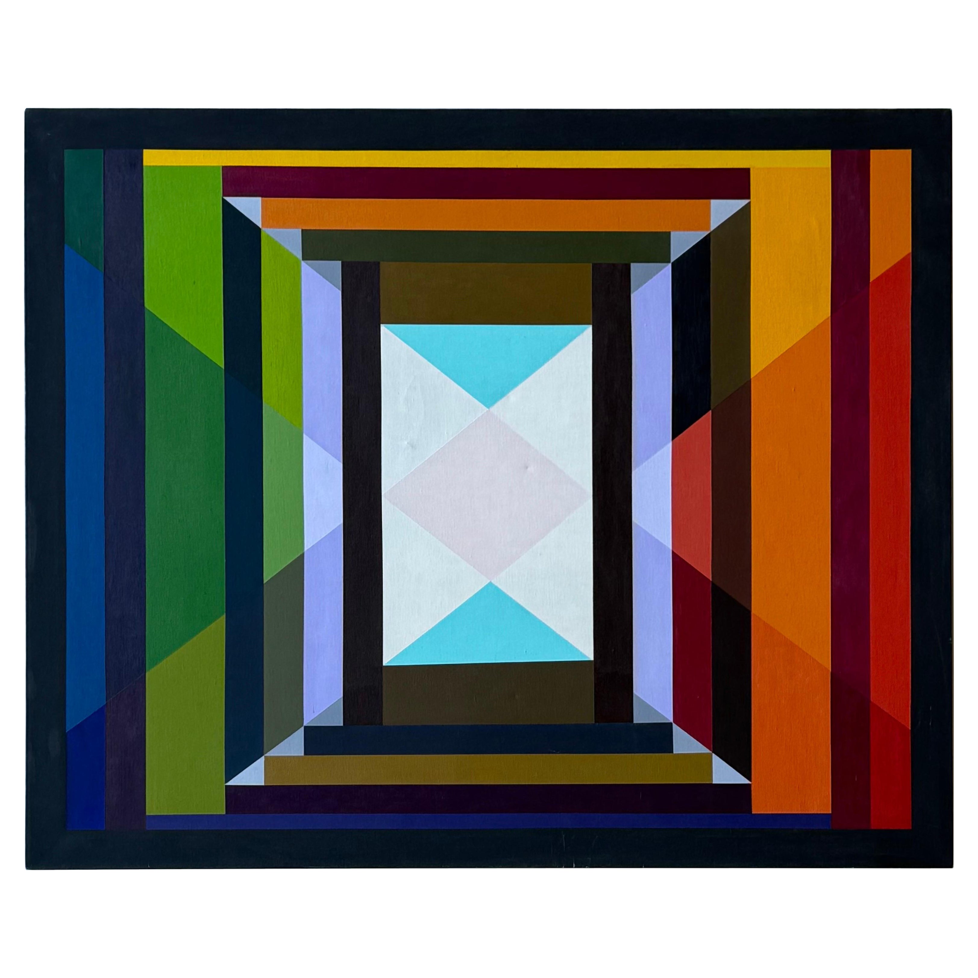 Mid-Century Colorful Geometric Artwork, Signed 1969