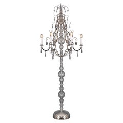 Art Deco Stehleuchte aus Kristallglas und Messing, Re Edition