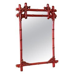 Mid-20th Century Chinoiserie Regency Faux Bamboo Wall Mirror by Gampel-Stoll