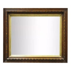 Antique 19th C American Victorian Hand Carved Oak Wood Gold Gilt Shadow Box Wall Mirror