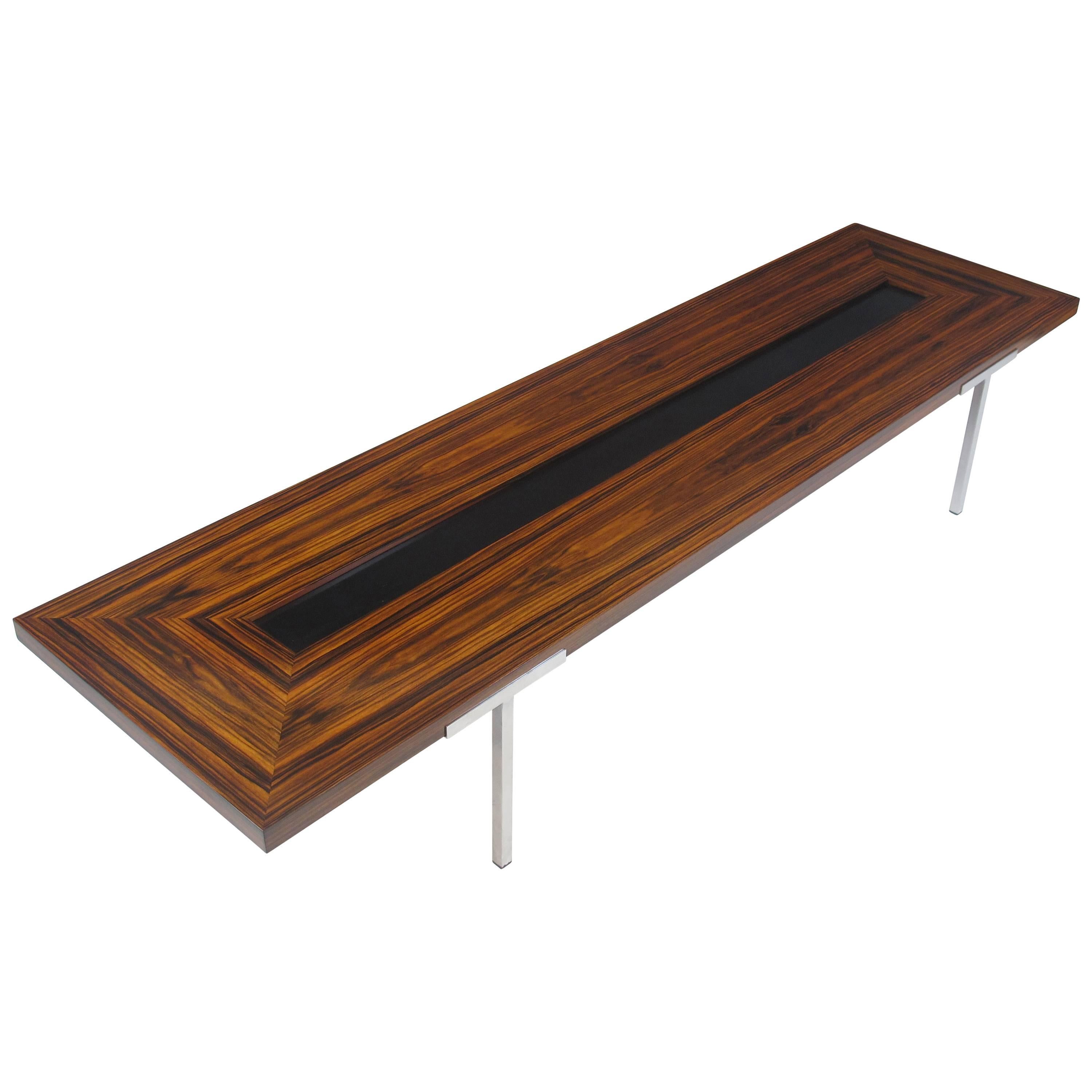 Large 8' Santos Rosewood Coffee Table on Steel Legs