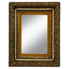 Antique Victorian Framed Mirror with Velvet Insert