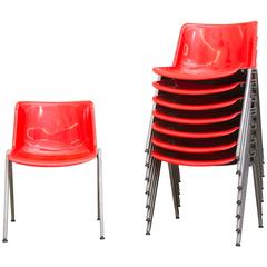 Set of Eight Osvaldo Borsani Modus Stacking Chairs for Tecno
