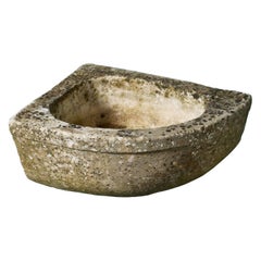 Antique Carved Marble Corner Bow Shaped Basin