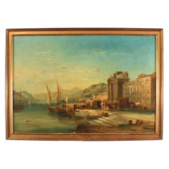 Antique Oil Painting "Cinque Terre" by Alfred Pollentine 19th Century