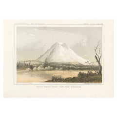 Majestuosa vista del monte Rainier desde Steilacoom - Litografía Artística del Siglo XIX