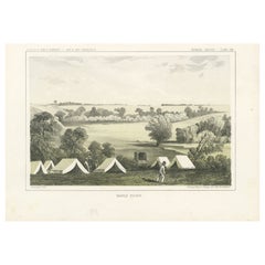 Tinted Lithograph of Picturesque Camp Scene Along Maple River, Minnesota - 1856