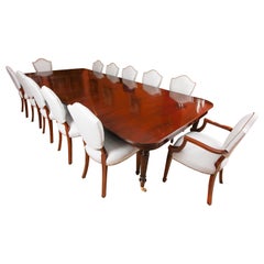 Antique 12ft Imperial Style Dining Table 19th &12 Chairs 20th Century