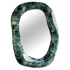 Contemporary Sculptural Wall Mirror in Marble Finish