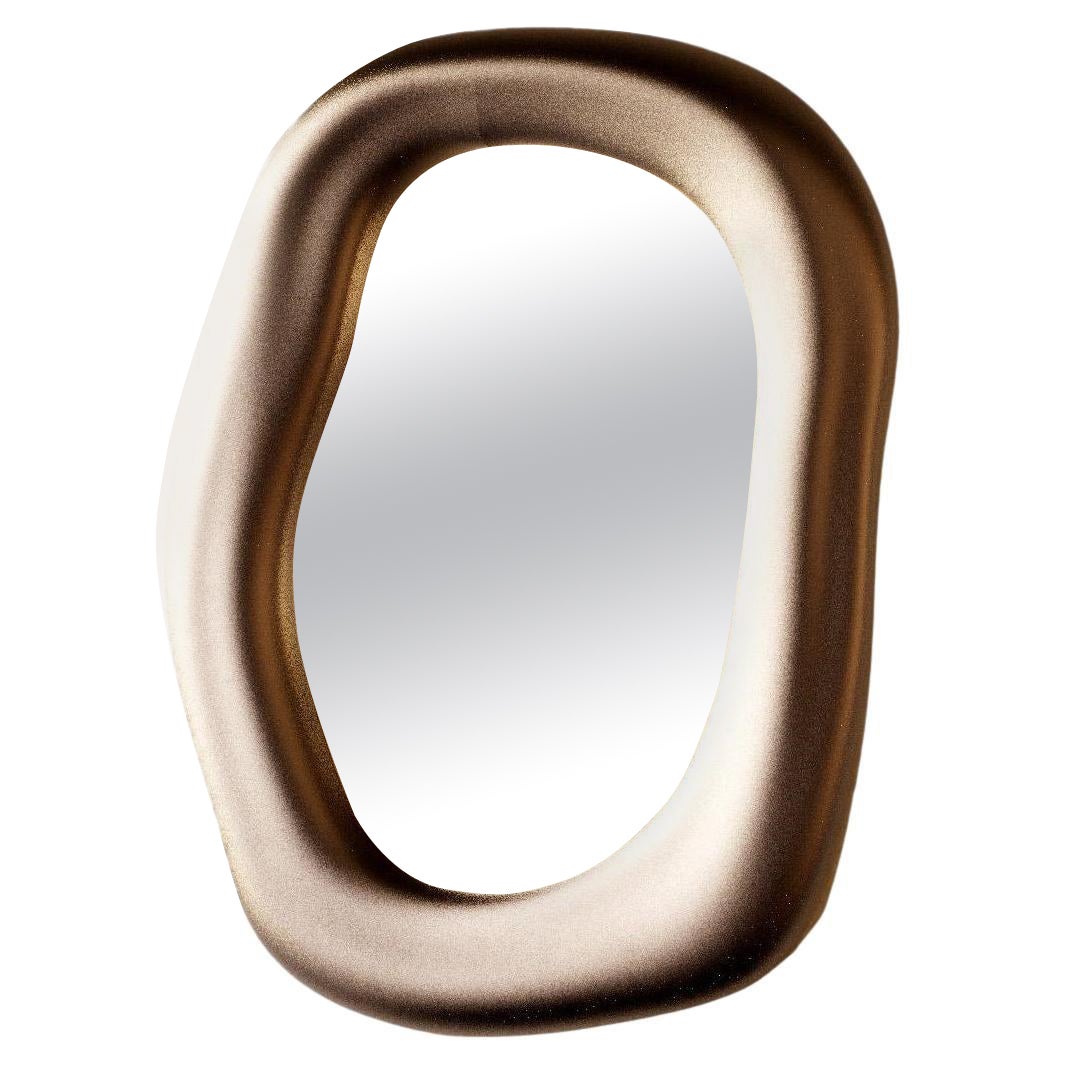 Contemporary Sculptural Wall Mirror in Matt Aluminum / Bronze Finish
