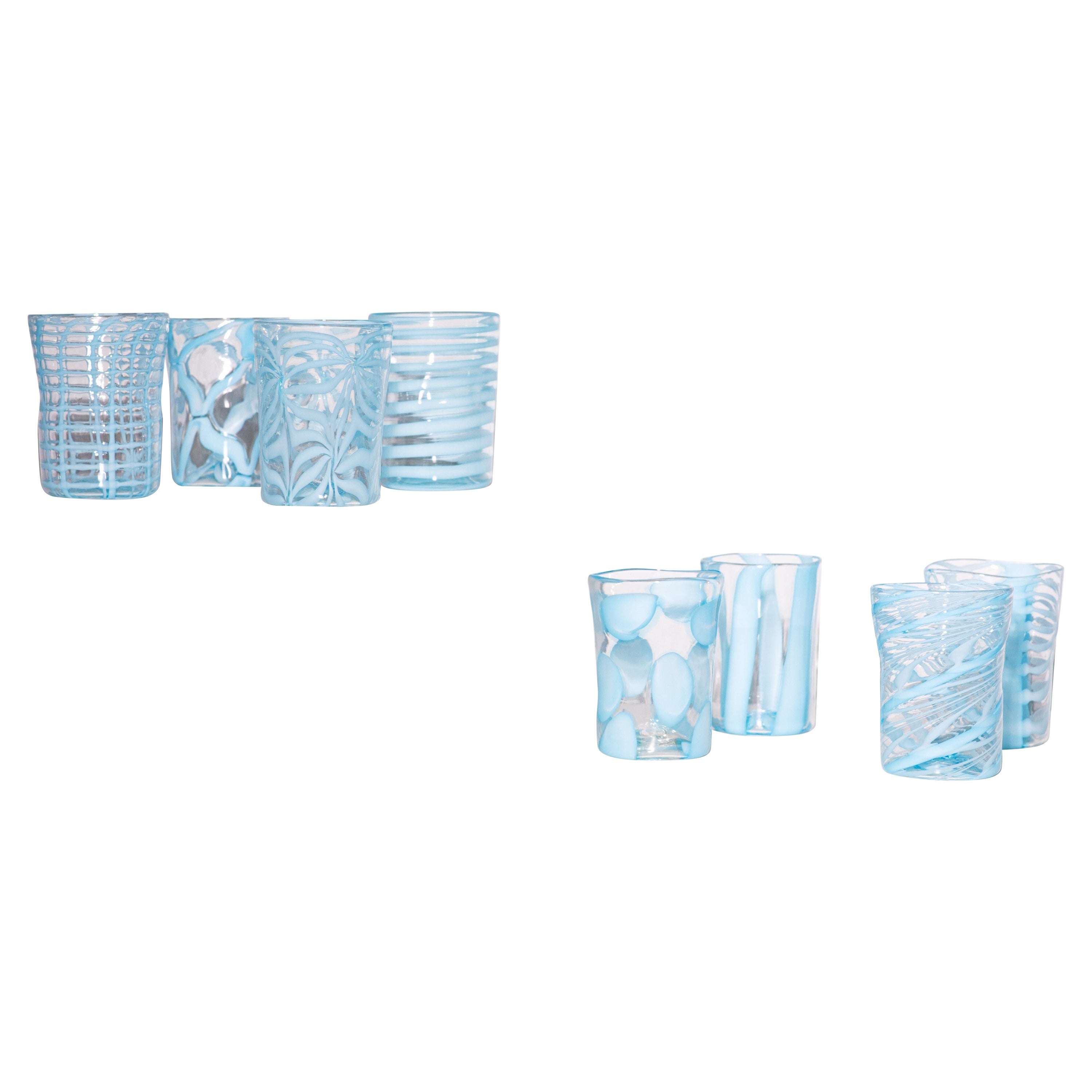 Blue Murano Glassware, 1970s, Set of 8
