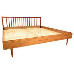 Vintage Danish Modern King Teak Bed Frame and Headboard