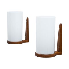 Pair of Teak & Acrylic Sconces by Luxus, Sweden