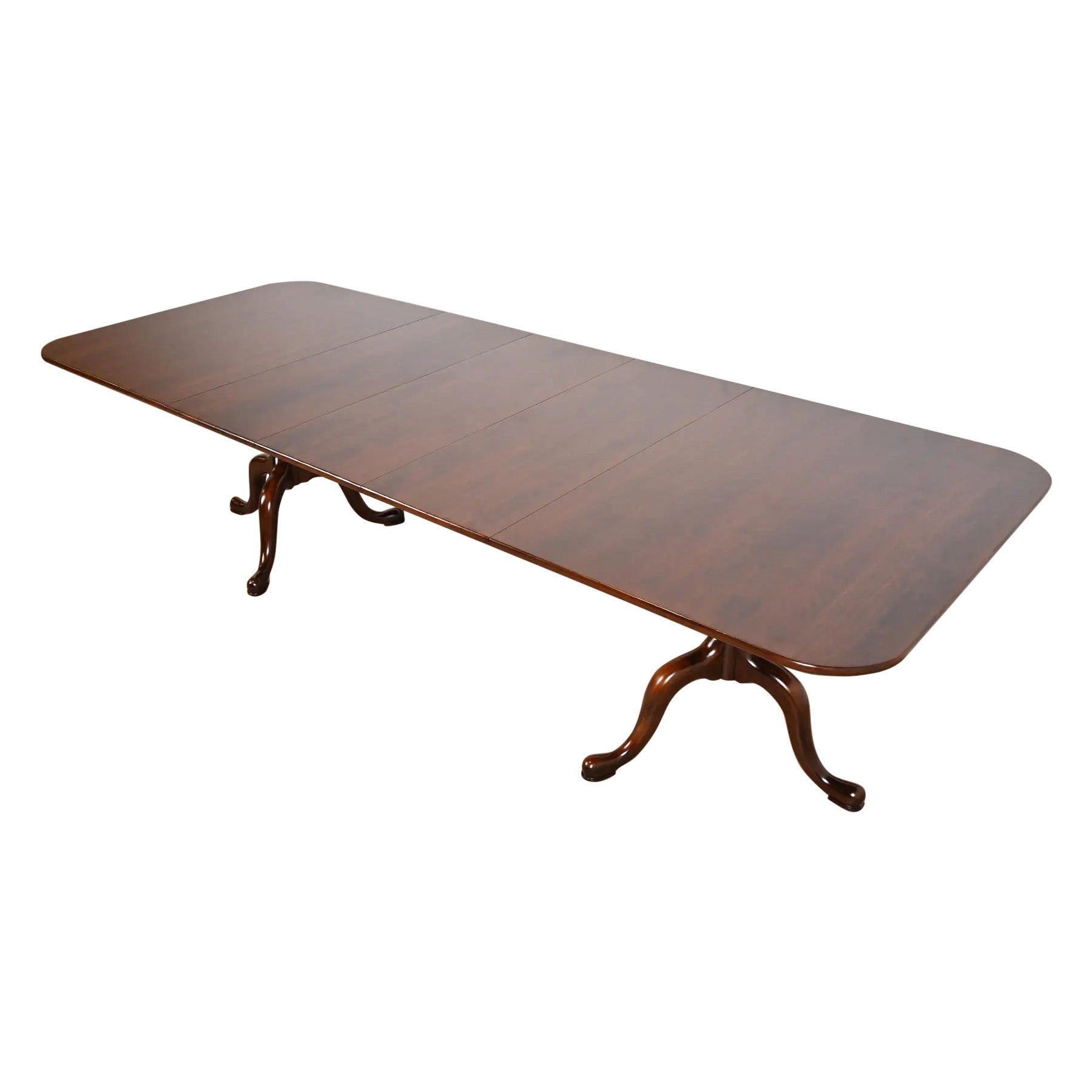 Henkel Harris Georgian Solid Cherry Wood Double Pedestal Extension Dining Table