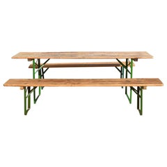 French Fête Garden Table and Two Benches in Pine