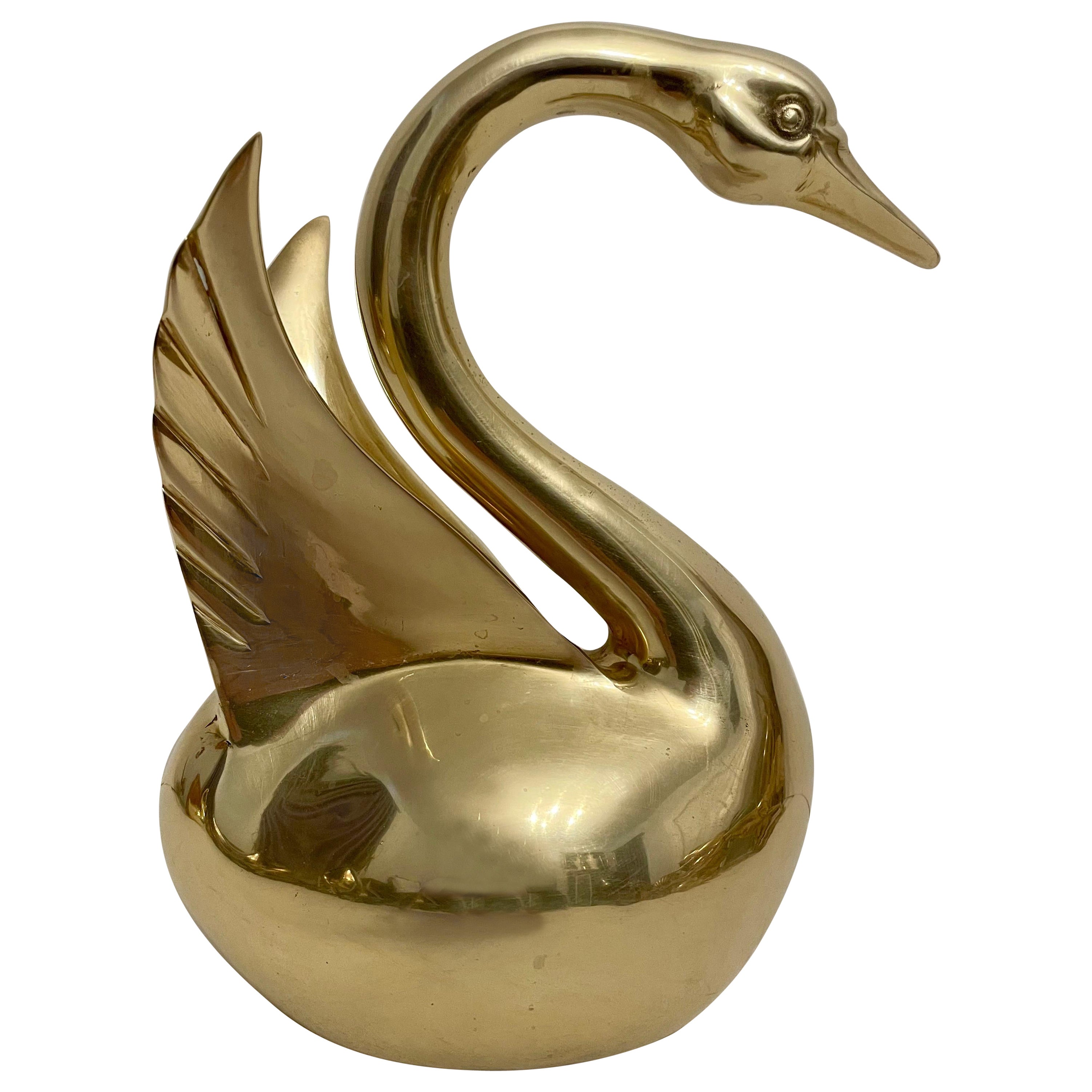 Dolbi Cashier Large Brass Swan Sculpture