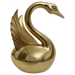 Dolbi Cashier Large Brass Swan Sculpture