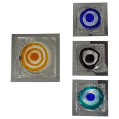 Wandleuchte aus Stahlglas von Angelo Brotto Esperia, Pace Age Design, 4er-Set, 1960